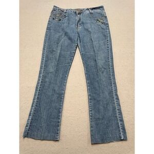 Charlotte USA Jeans Womens 15/16 Blue Denim Bootcut Floral Embellished Retro Y2K